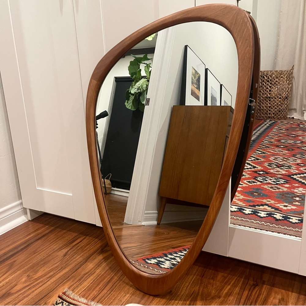 NEW West Elm Large Wood Frame Asymmetrical Wall Hanging Abstract Mirror 20 x 30 - Picture 8 of 12